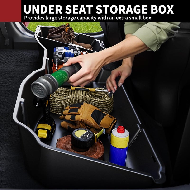 oEdRo Underseat Storage for Chevy Silverado/GMC Sierra 1500(2014-2018) Crew Cab, 2500HD 3500HD(2015-2019), Upgraded Rear Under Seat Storage Truck Organizer Tool Box - Image 4